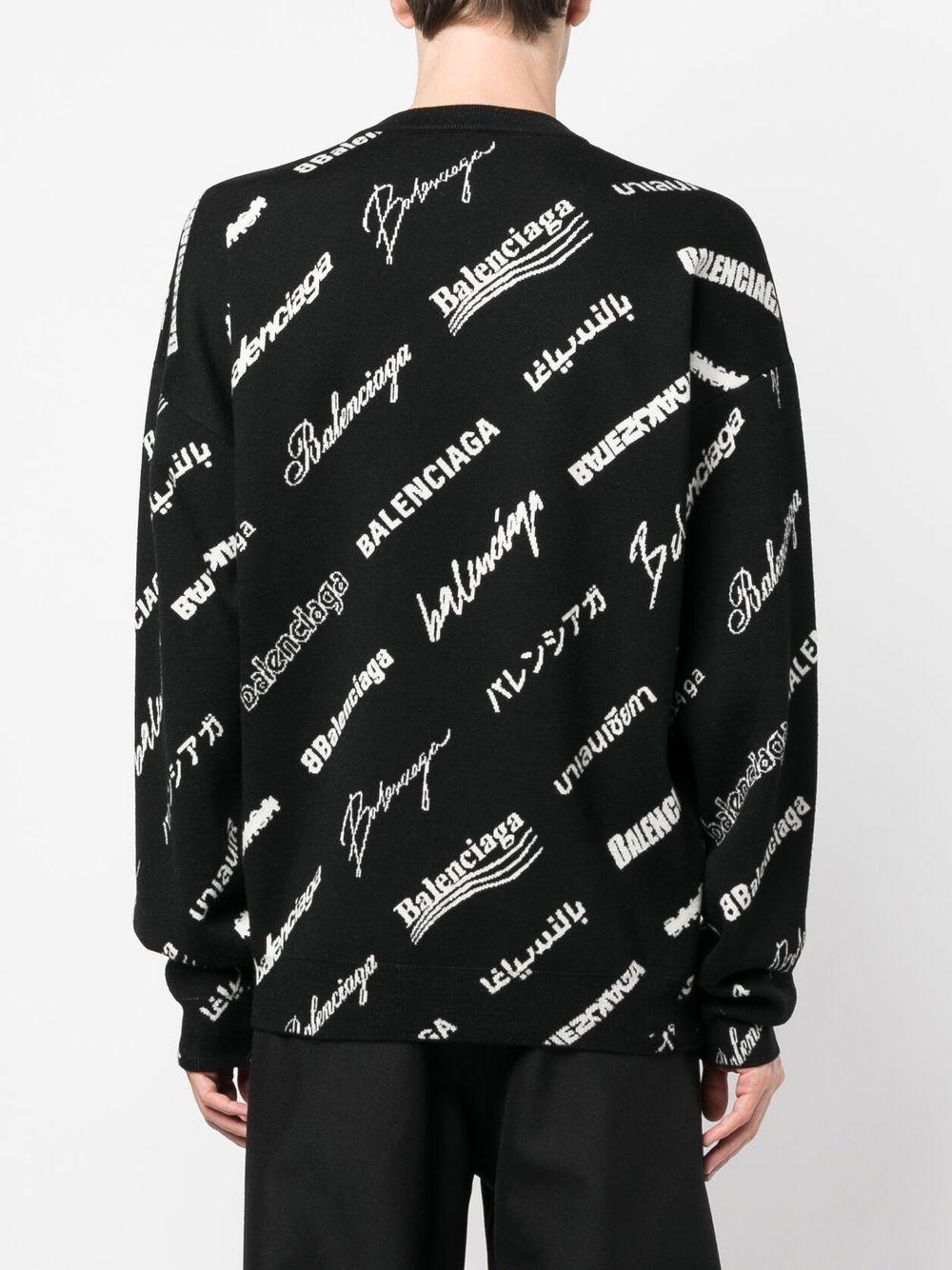 Balenciaga Logo-print Crew Neck Jumper in Black for Men | Lyst