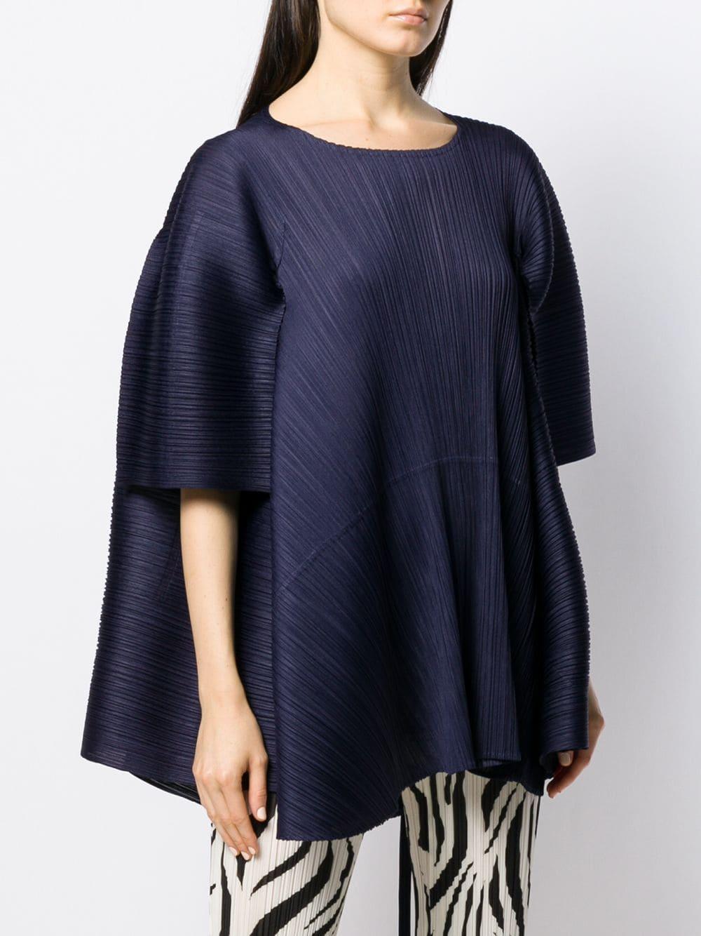 Pleats Please Issey Miyake Oversized Pleated Top in Blue - Lyst