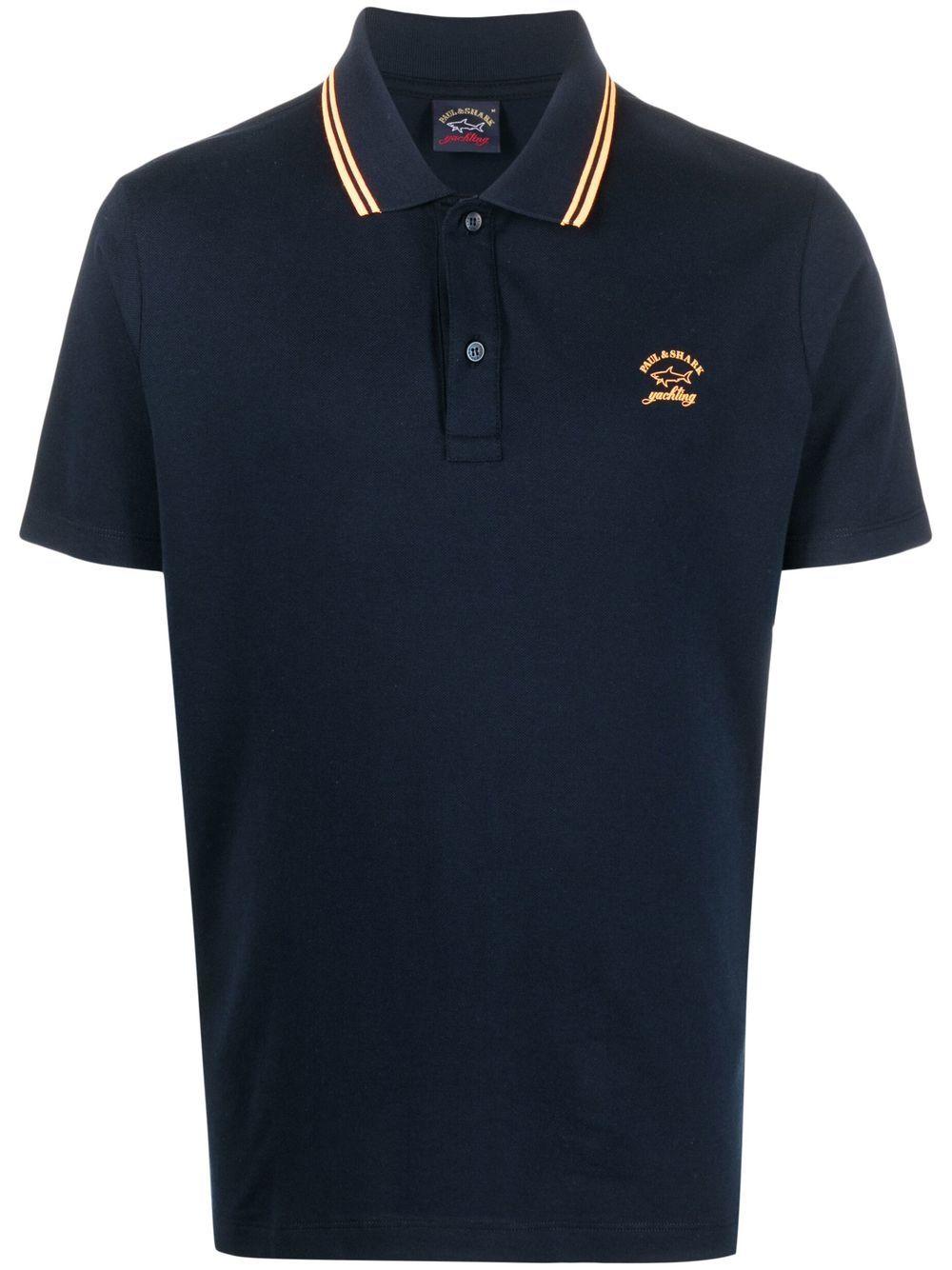 Paul & Shark Logo-print Short-sleeve Polo Shirt in Blue for Men | Lyst
