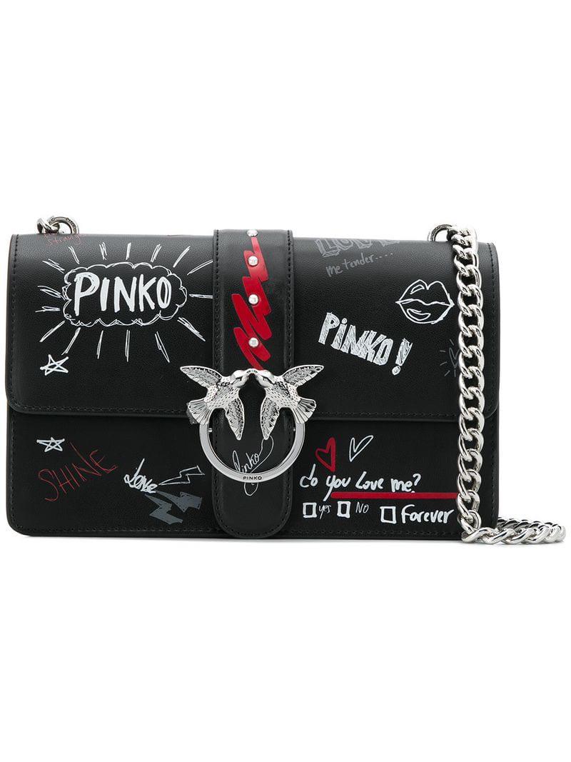 Pinko Graffiti Love Bag in Black | Lyst