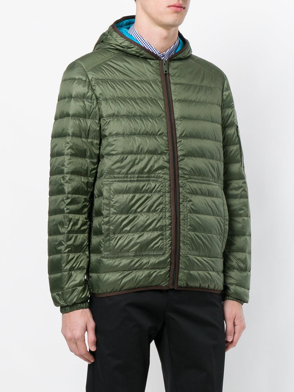 Prada Synthetic Padded Feather Down Jacket in Green for Men Lyst