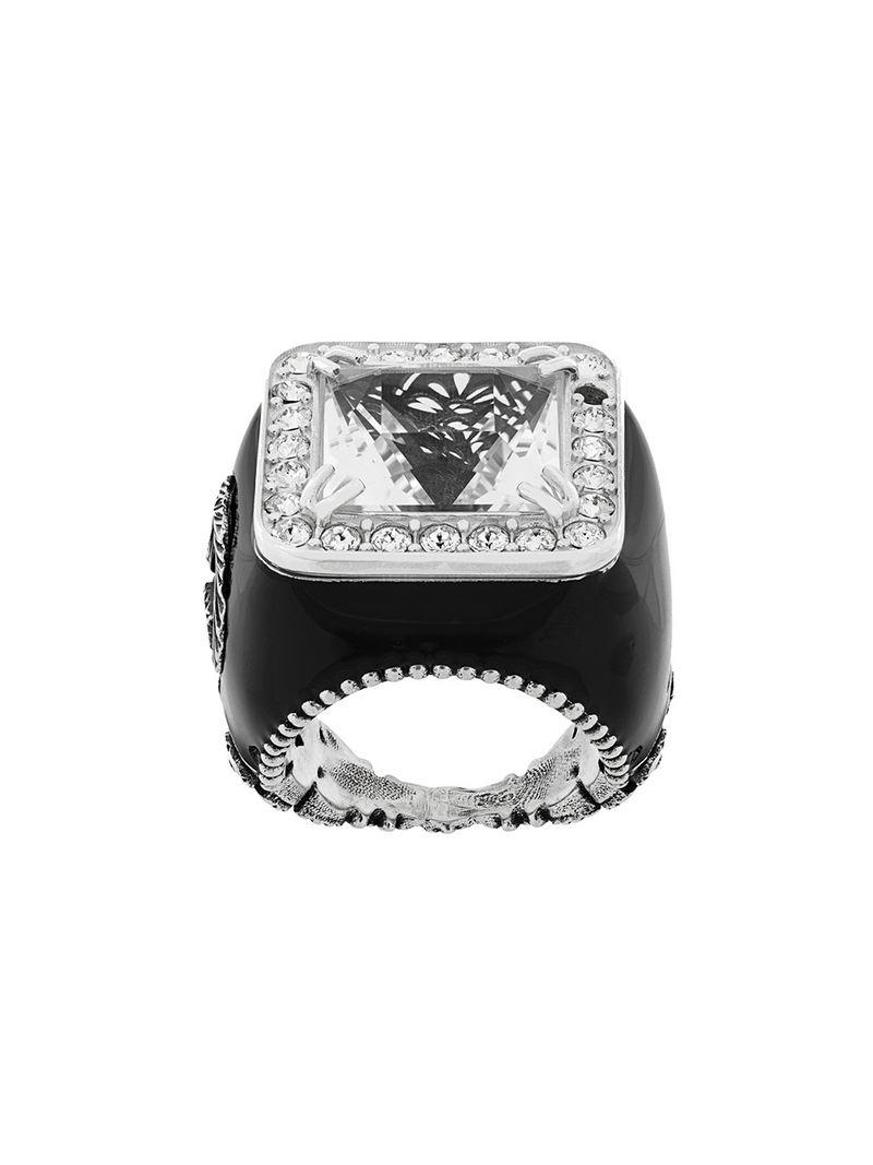 Gucci Chunky Logo Ring in Black Lyst