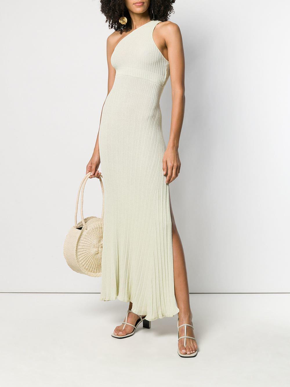 Rib Knit One Shoulder Maxi Dress 