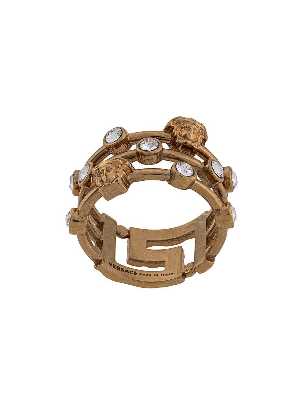 Versace Medusa Greca Crystal Ring in Gold (Metallic) - Lyst