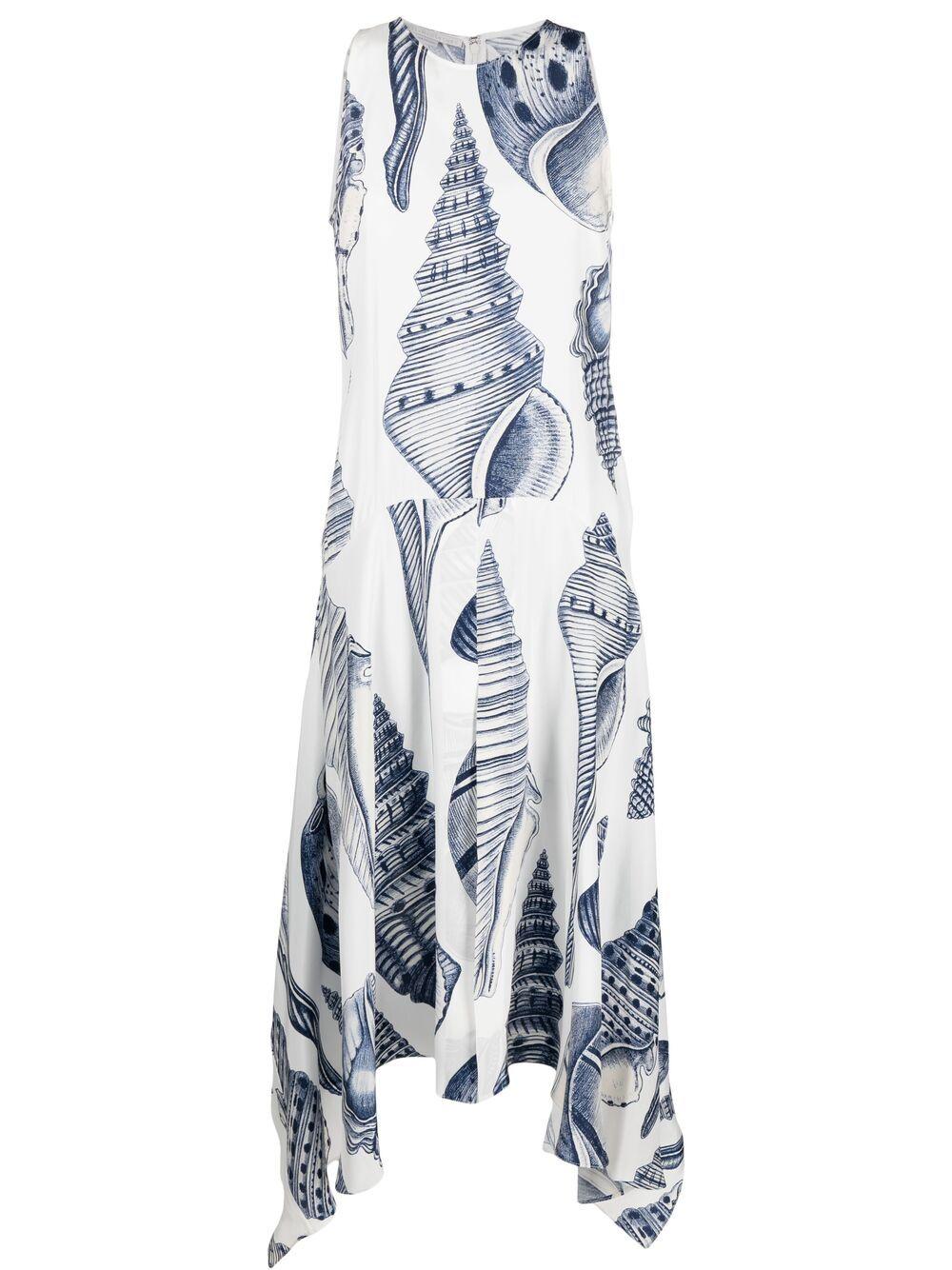 Stella McCartney Anabelle Shell-print Silk Dress in White | Lyst