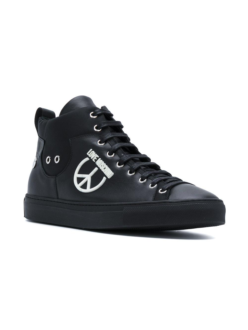 Lyst - Love Moschino Peace Hi-top Sneakers in Black for Men