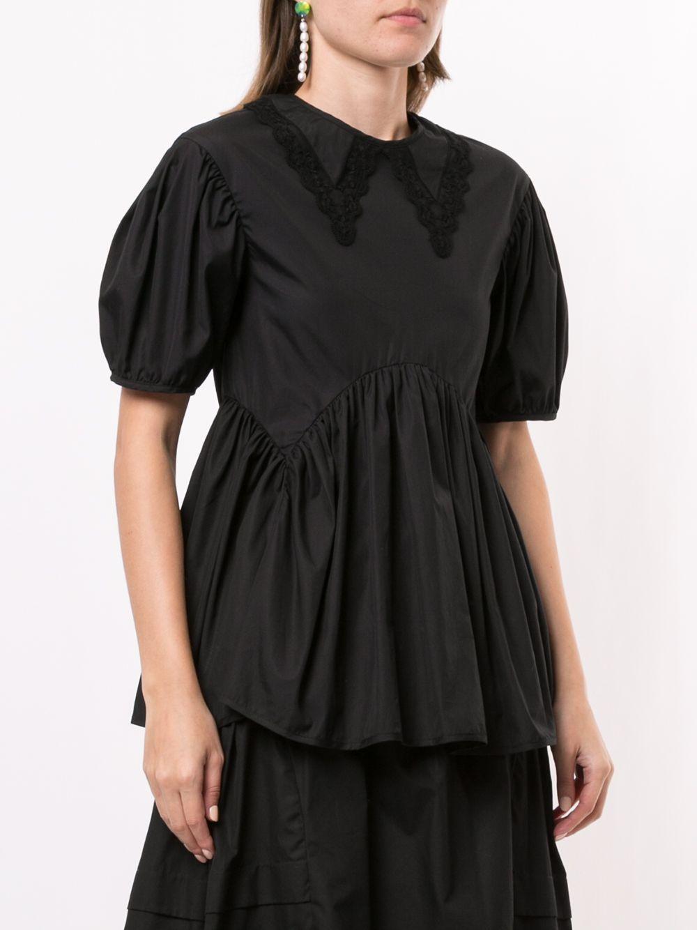 Cecilie Bahnsen Cotton Puff-sleeve Blouse in Black - Lyst