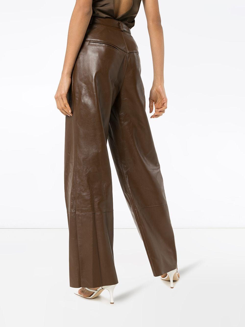 Michael Lo Sordo Synthetic High-rise Wide-leg Trousers in Brown - Lyst