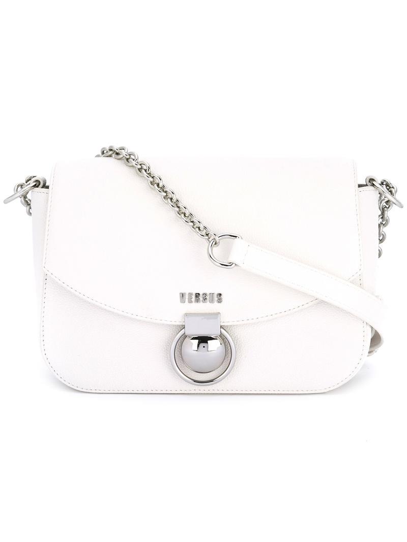 Versus Leather Chain Strap Shoulder Bag in White - Lyst
