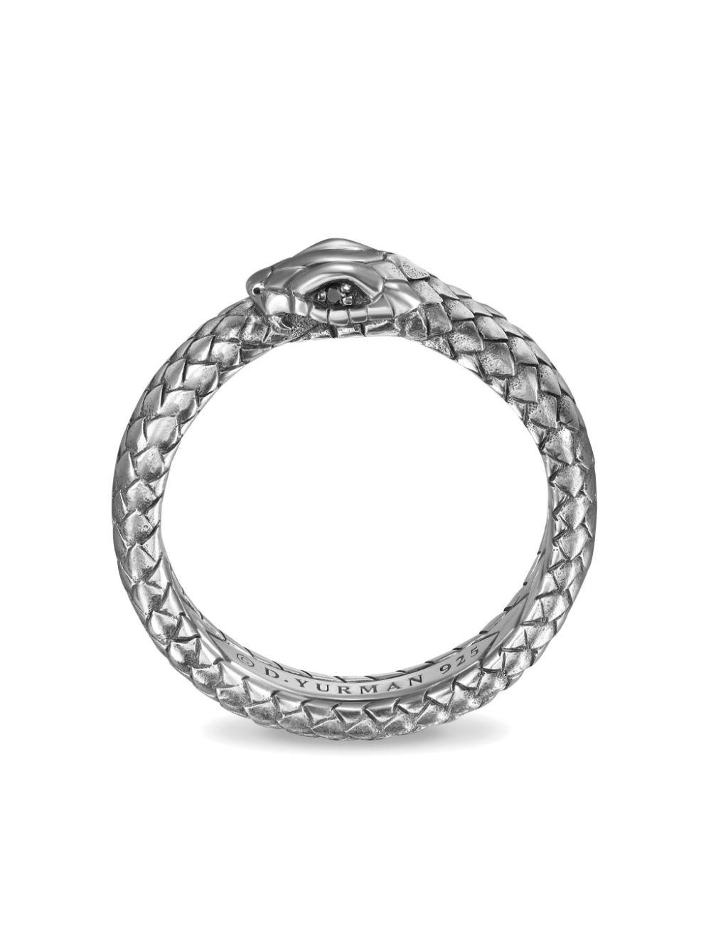 David Yurman Sterling Ouroboros Diamond Band Ring (6Mm) in White