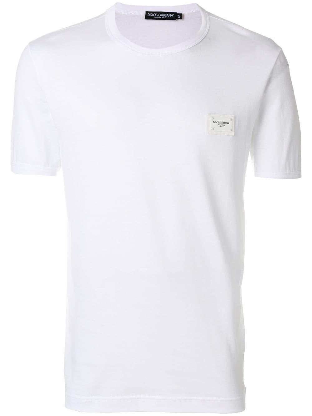 Dolce & Gabbana Cotton Logo Plaque T-shirt in White for Men - Lyst