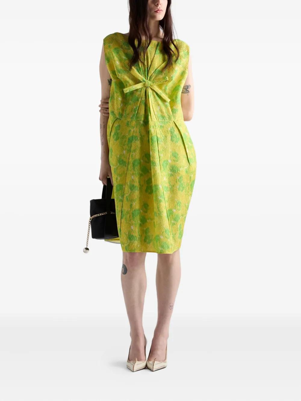 prada green silk dress Prada Green Geo Print Silk Dress main image 1