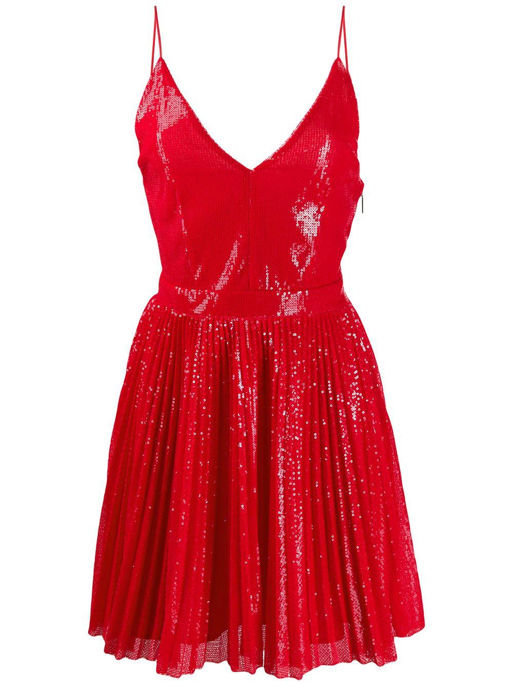 MSGM Synthetic Sequin Flare Dress in Red - Lyst