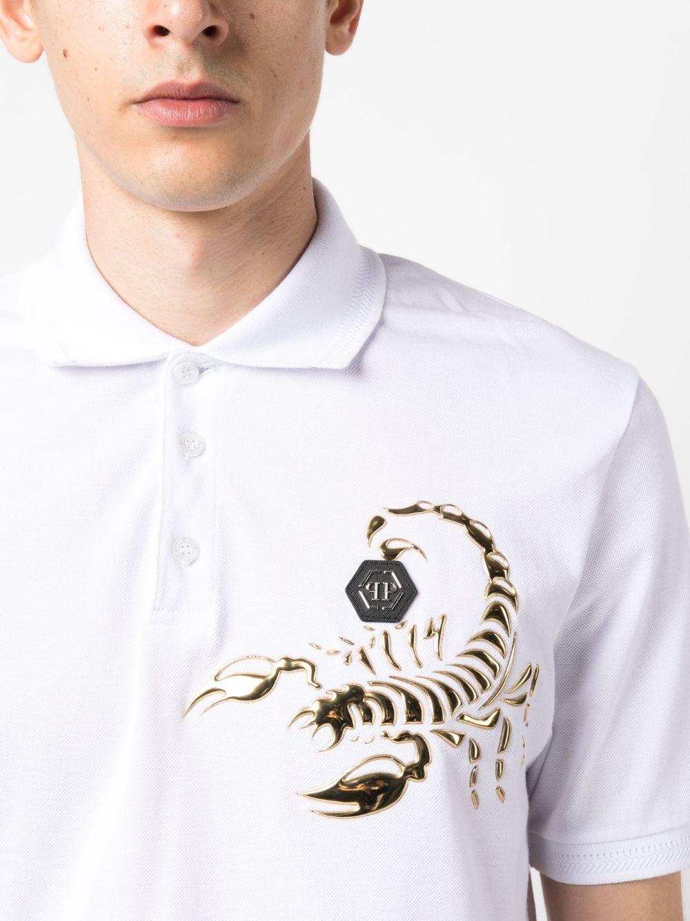 Philipp Plein Scorpion Cotton Polo Shirt in White for Men | Lyst