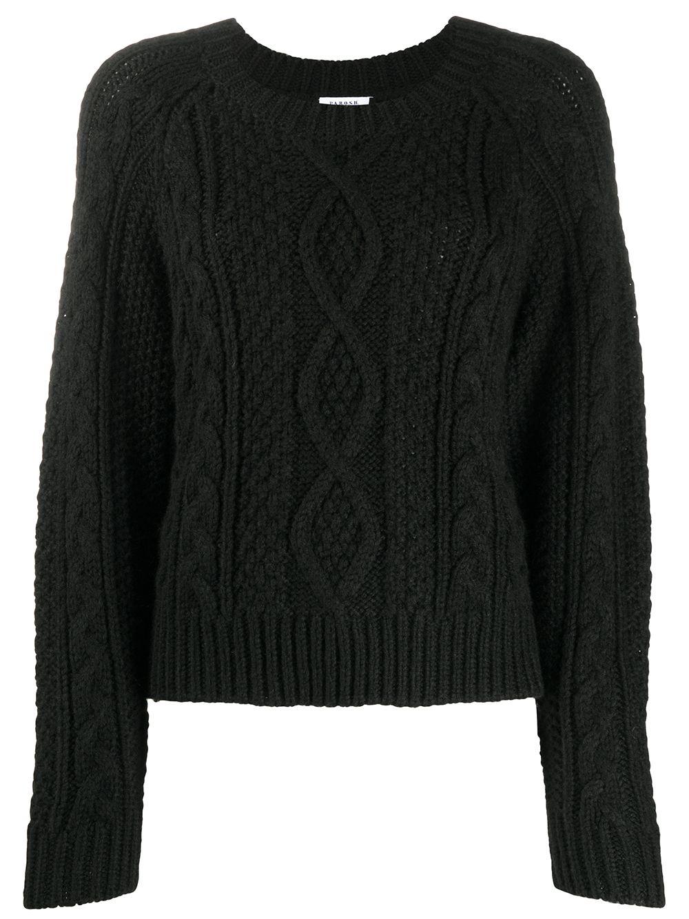 Black chunky cable knit sweater Clearance