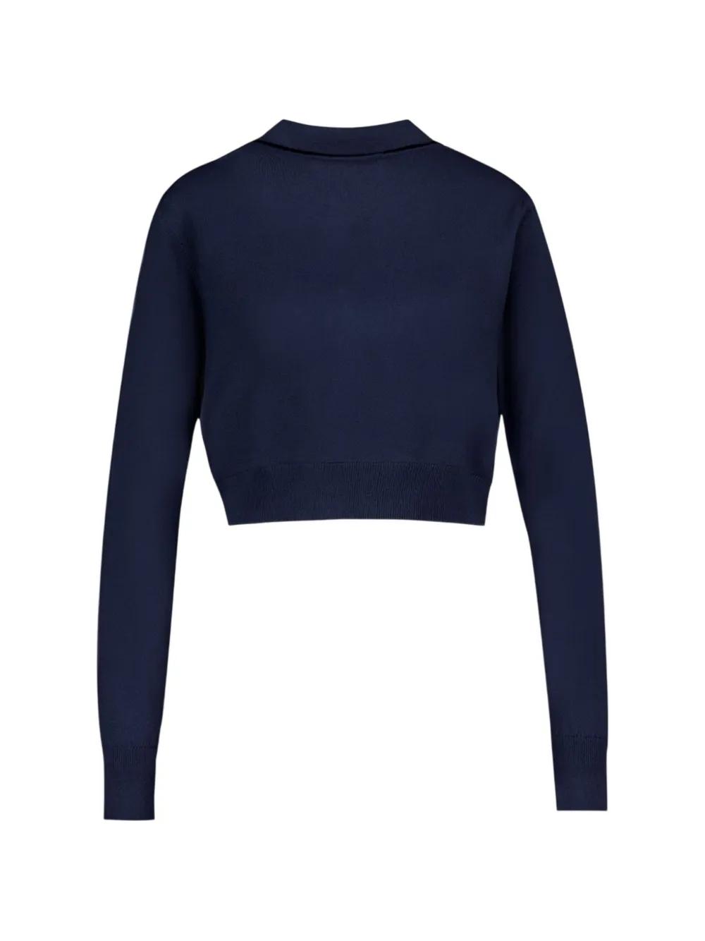 トップス MARINE SERRE KNIT POLO Marine Serre Merinos Knit Long-Sleeves Polo Shirt in Blue | Lyst
