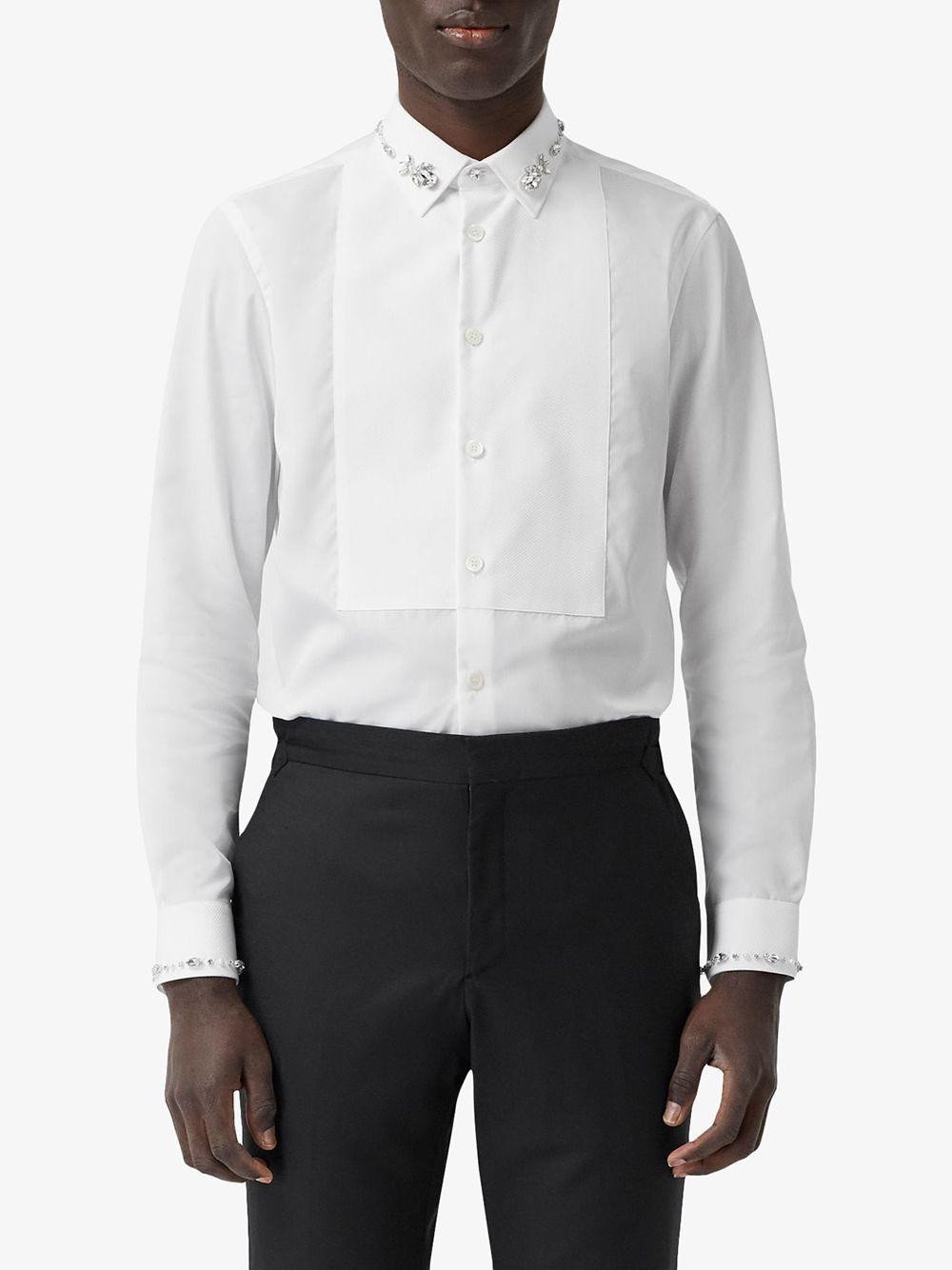 Burberry Crystal-embellished Poplin Shirt in White for Men | Lyst UK