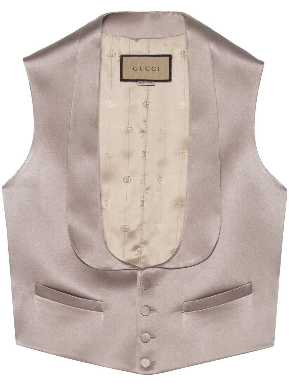 Gucci Shawllapel Satin Waistcoat in Grey (Natural) for Men Lyst
