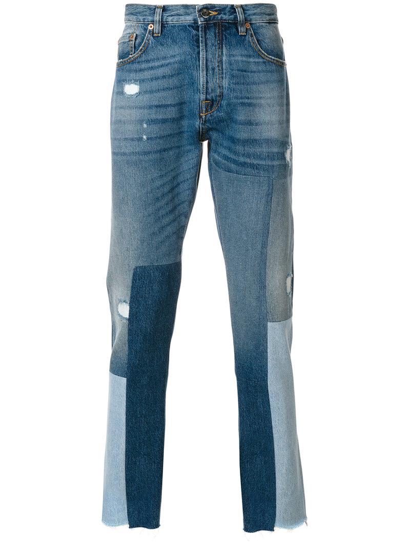 Valentino Denim Blue Patchwork 003 Jeans for Men | Lyst