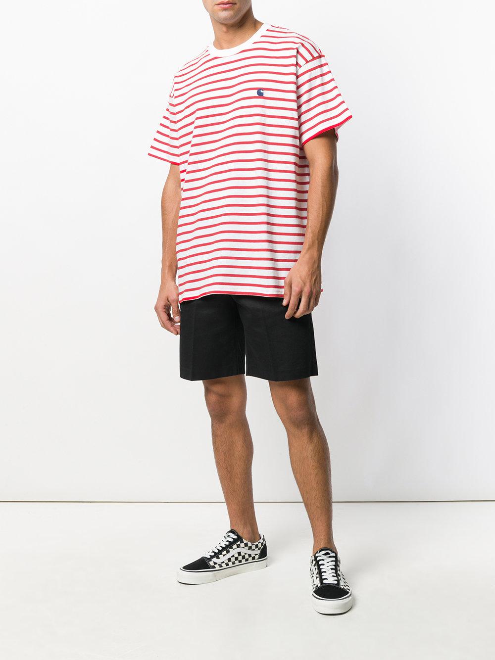 Carhartt Cotton Striped T-shirt in Red for Men | Lyst