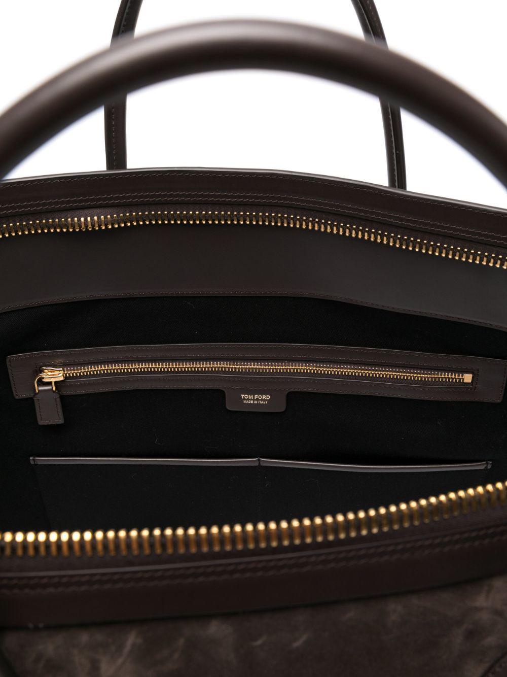 【TOM FORD】ロゴプリント スエード ラゲッジ トートバッグ メンズ Tom Ford トートバッグ | オンラインセールは最大33%オフ