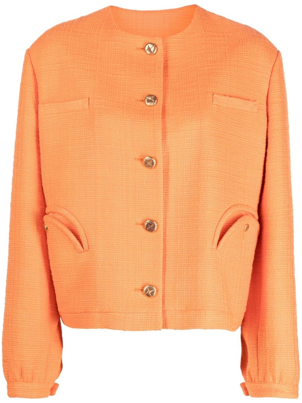 Blazé Milano Boxy Tweed Jacket in Orange | Lyst
