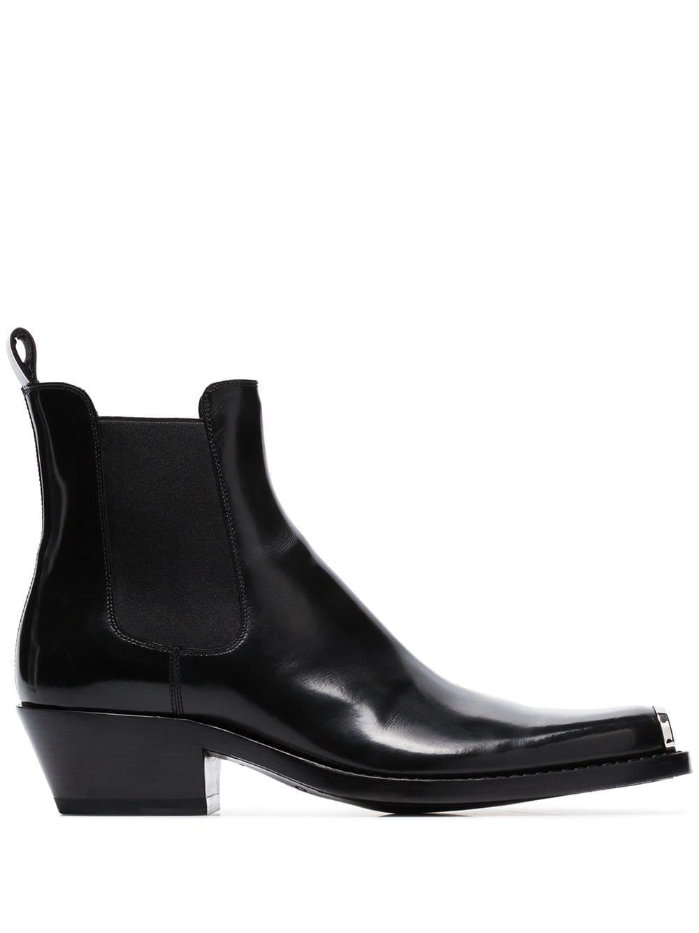 CALVIN KLEIN 205W39NYC Chris Metal Toe Cap Leather Western Boots in Black  for Men | Lyst Canada