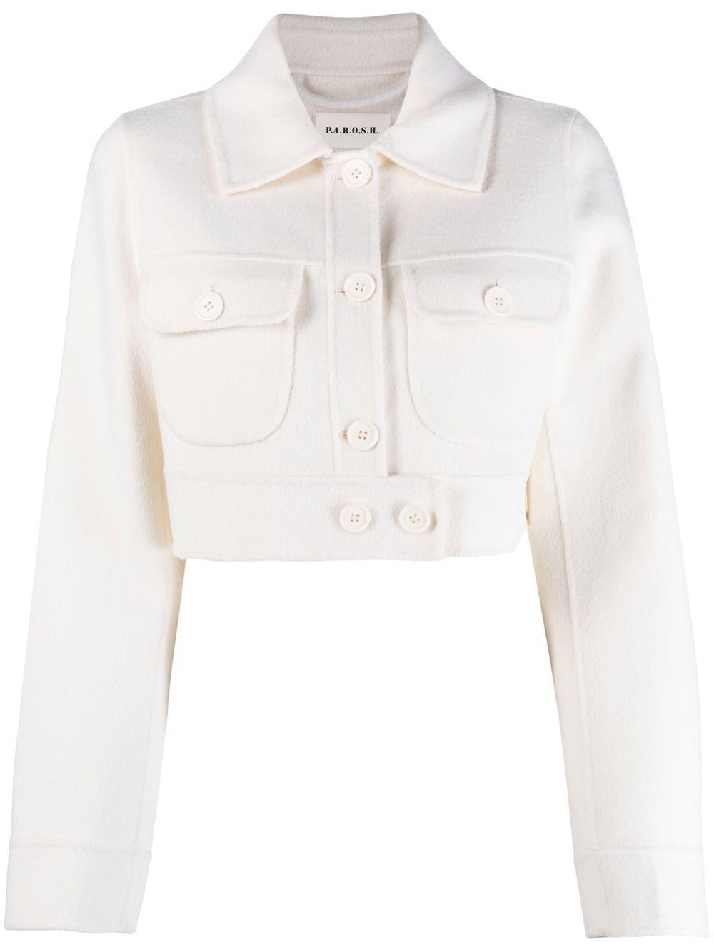 P.A.R.O.S.H. padded satin-finish cropped jacket - Blue