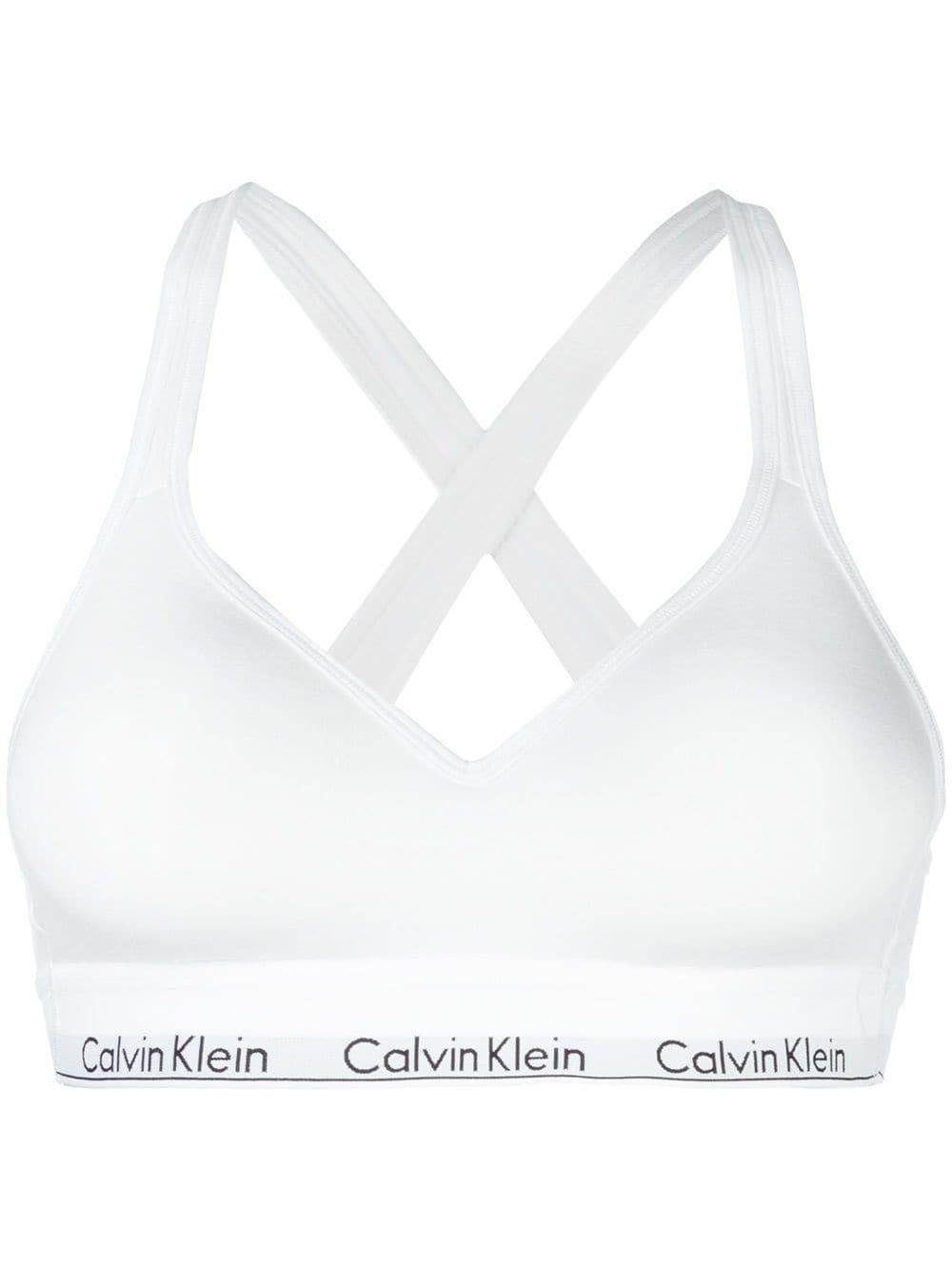 Calvin Klein Cotton Criss Cross Back Bra in White | Lyst