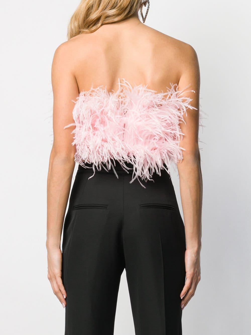 The Attico Strapless Feather Top in Pink | Lyst
