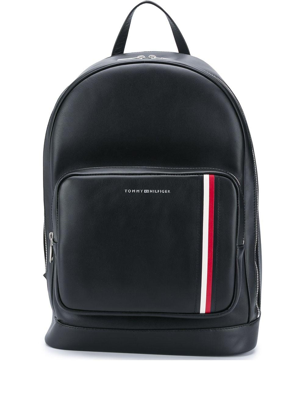 Tommy Hilfiger Leather Logo Stripe Detail Backpack in Black for Men - Lyst