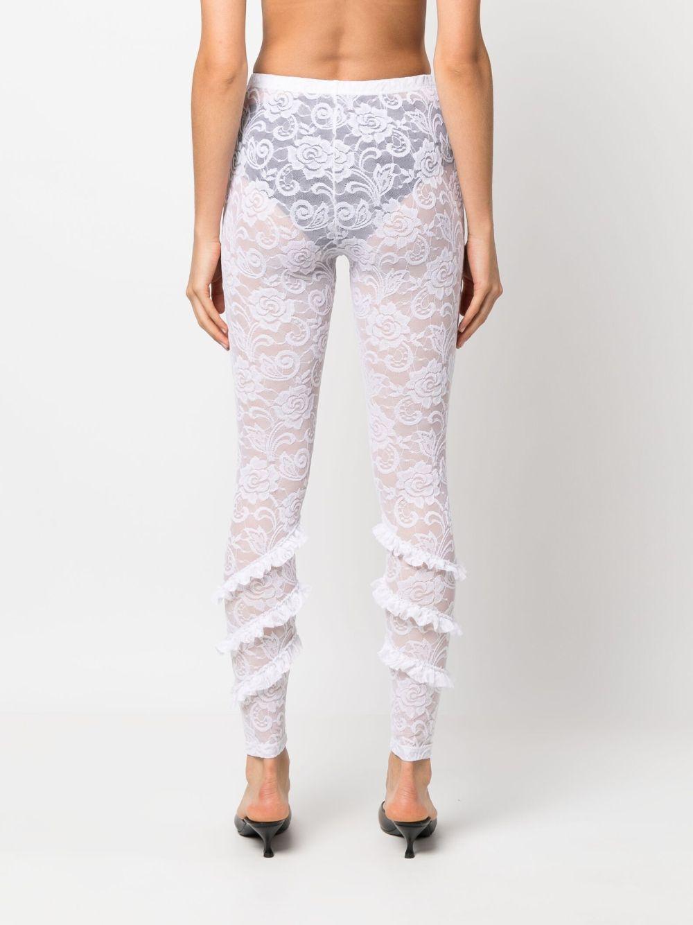 MSGM Sheer Floral Lace leggings in White | Lyst