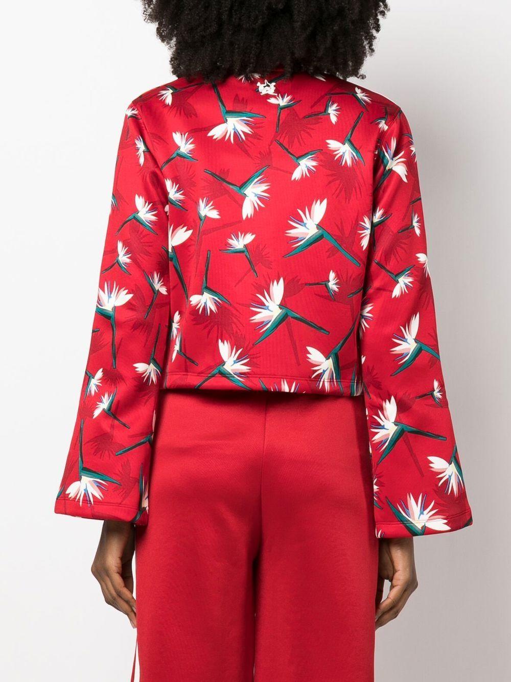 adidas Floral-print Zip-up Jacket in Red | Lyst