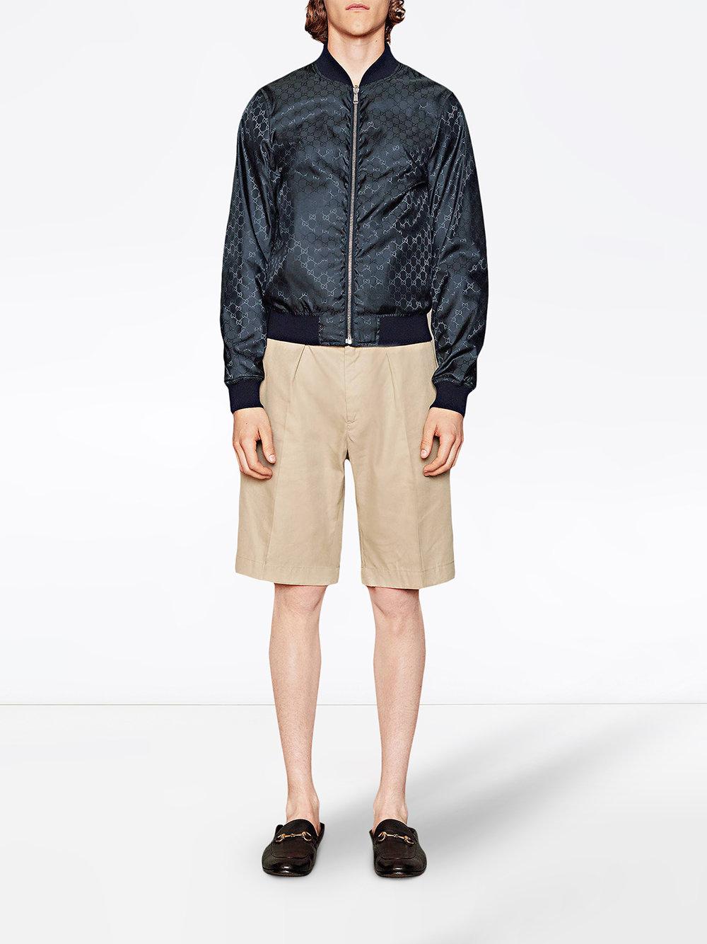 Gucci Reversible Gg Jacquard Nylon Bomber Jacket in Blue for Men