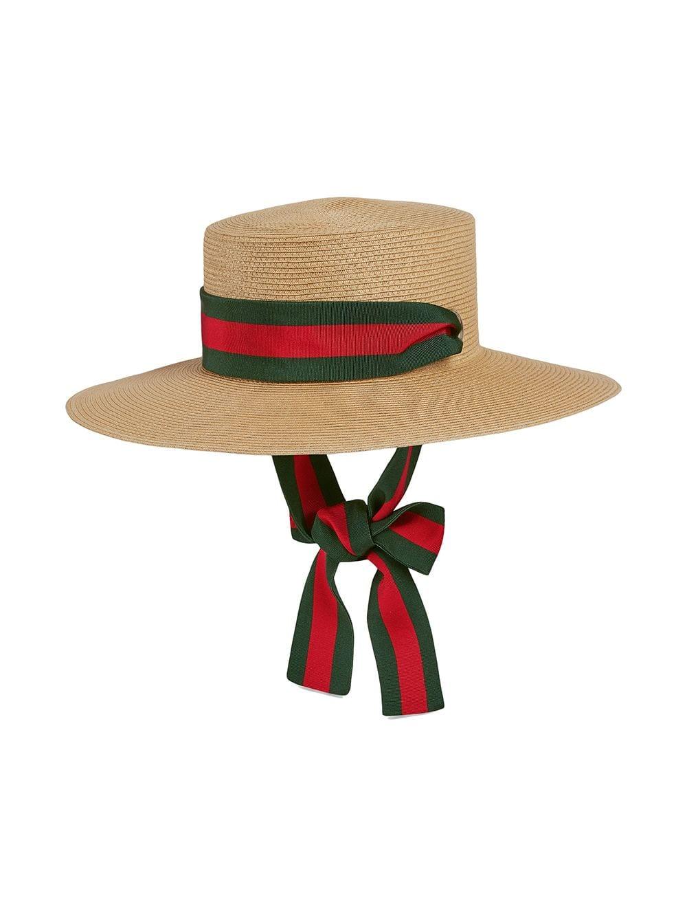 Gucci Web-ribbon Straw Boater Hat in Brown for Men | Lyst