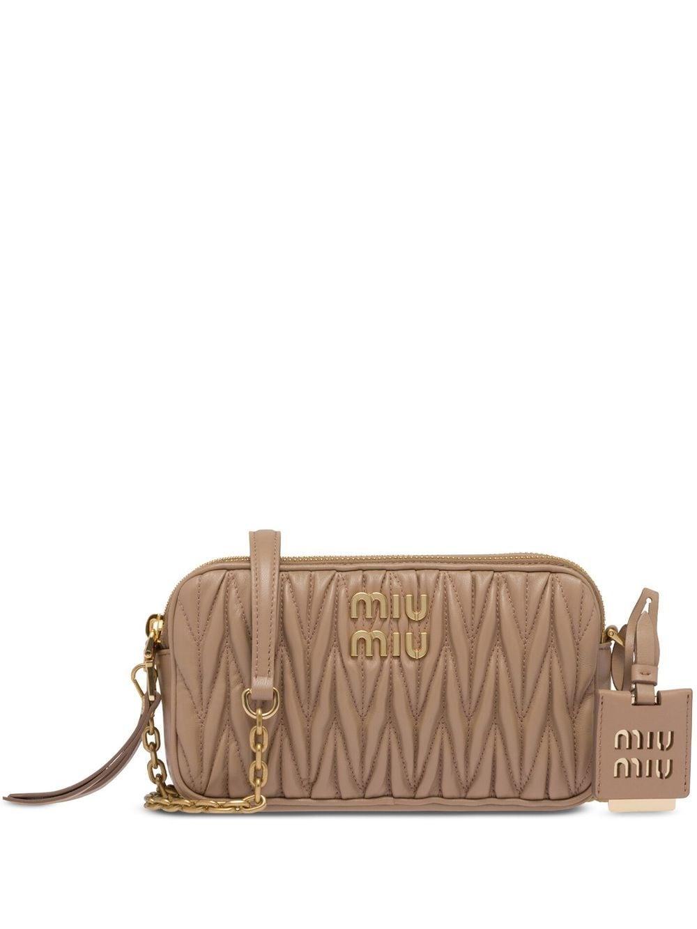 Miu Miu Matelassé Nappa Leather Mini Bag in Brown Lyst