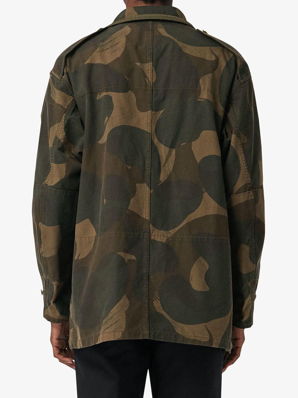 Burberry Camouflage Print Cotton Canvas Field Jacket in Green for Men ...