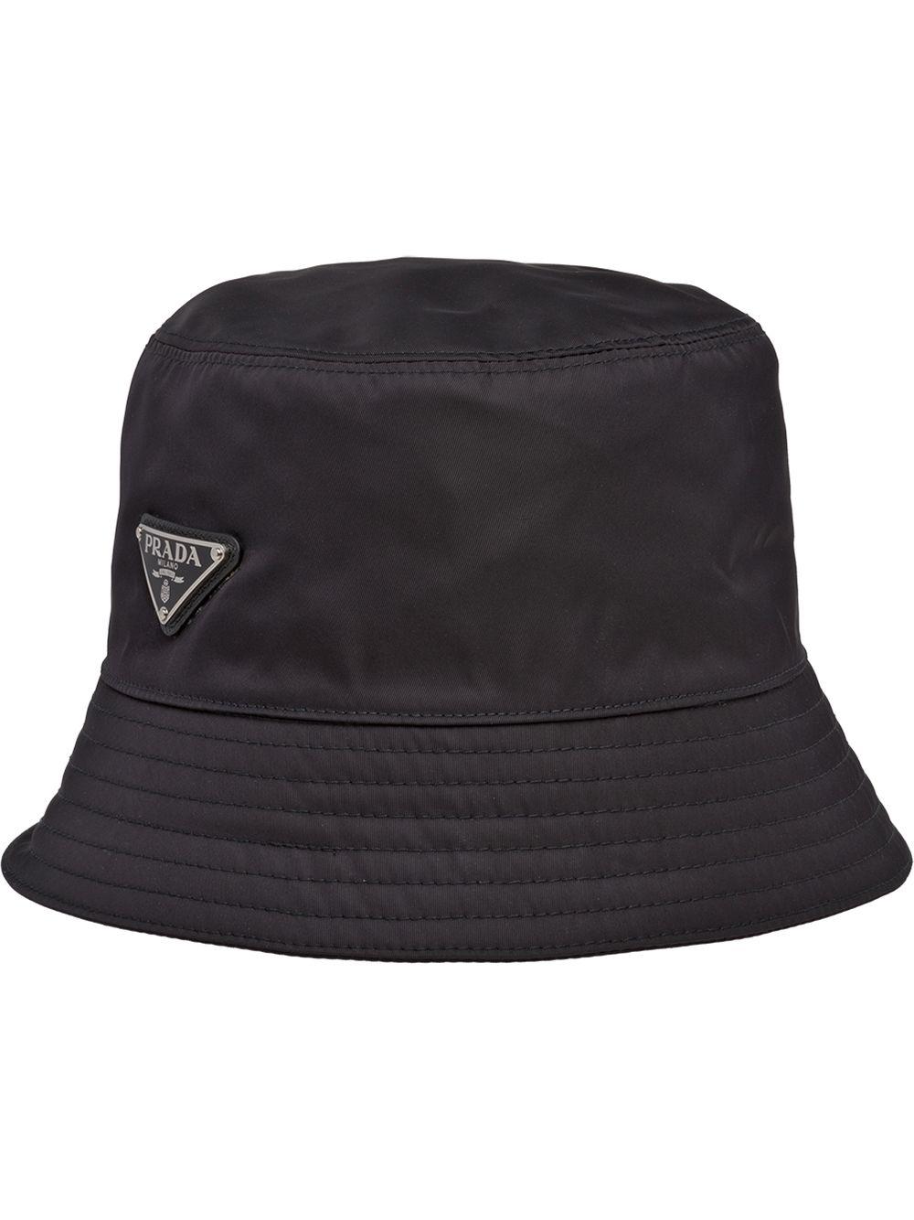 Prada Re-nylon Logo Bucket Hat in Black for Men | Lyst