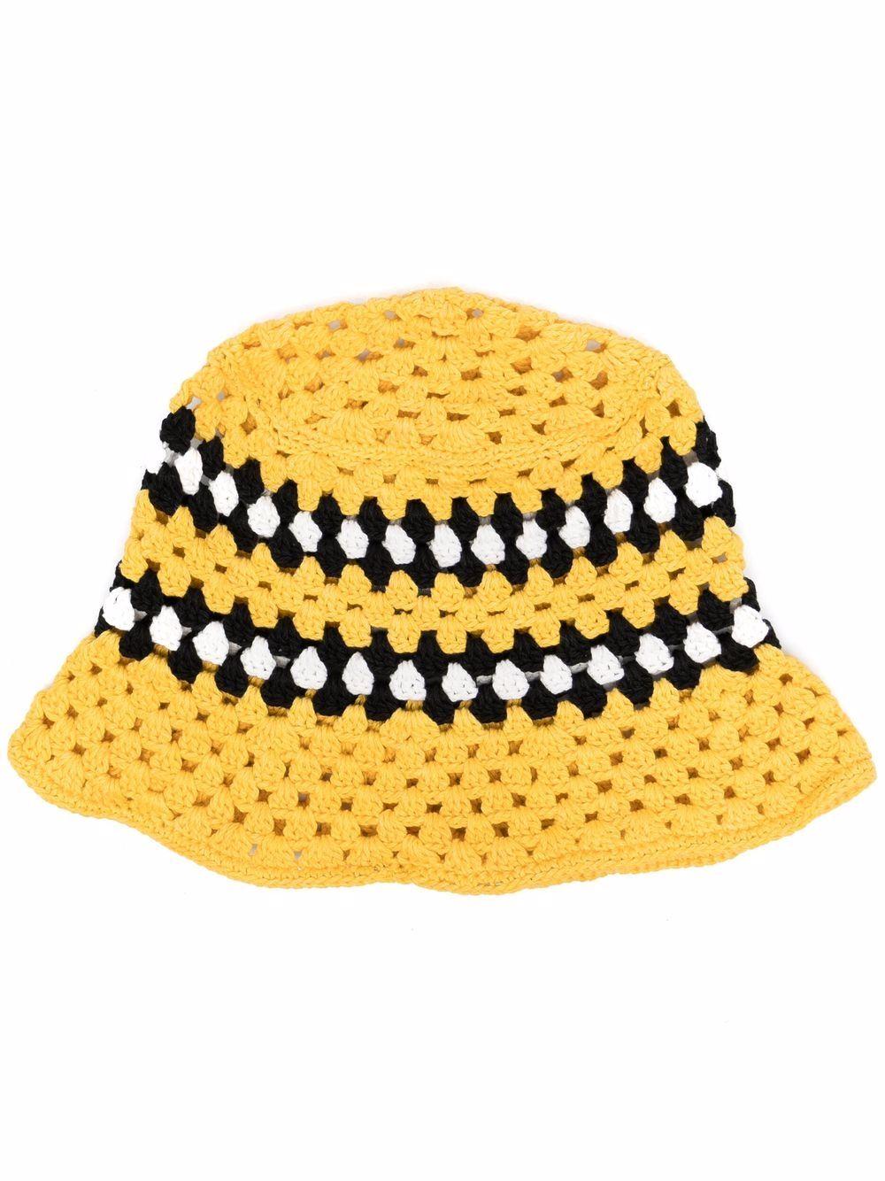 Amiri Cotton Crochet-knit Hat in Yellow 