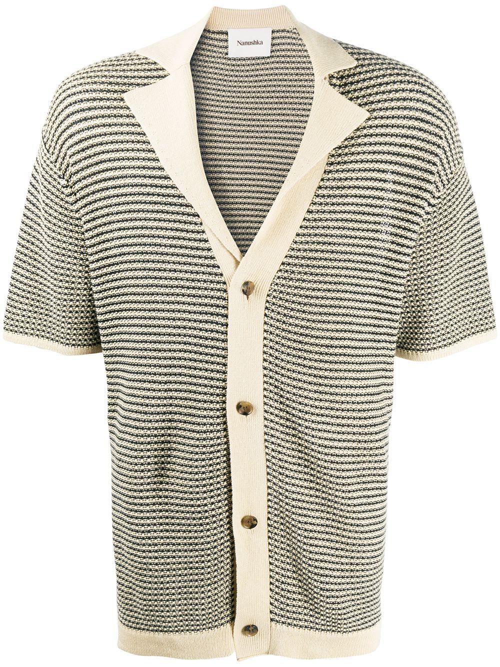 Nanushka Knox Striped Short-sleeve Cardigan in Black for Men | Lyst