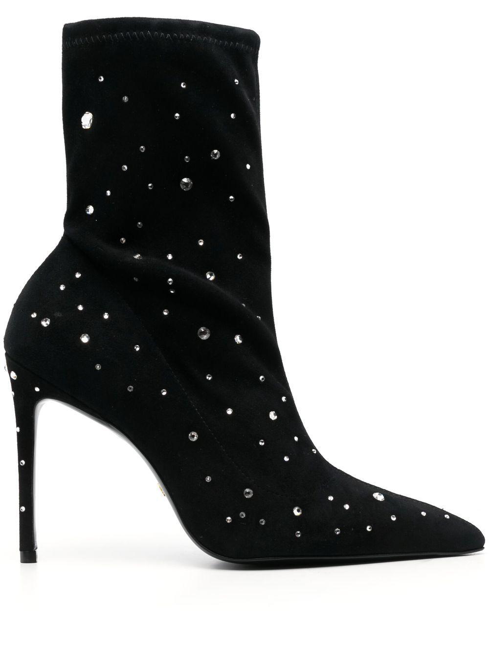 Stuart Weitzman 115mm Crystal-embellished Ankle Boots in Black | Lyst