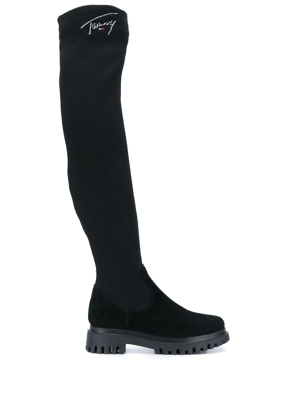 Tommy Hilfiger Denim Over The Knee Sock Boots in Black - Lyst