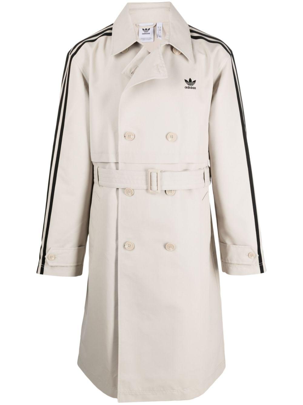 adidas Striped Belted Trench Coat in Natural for Men | Lyst