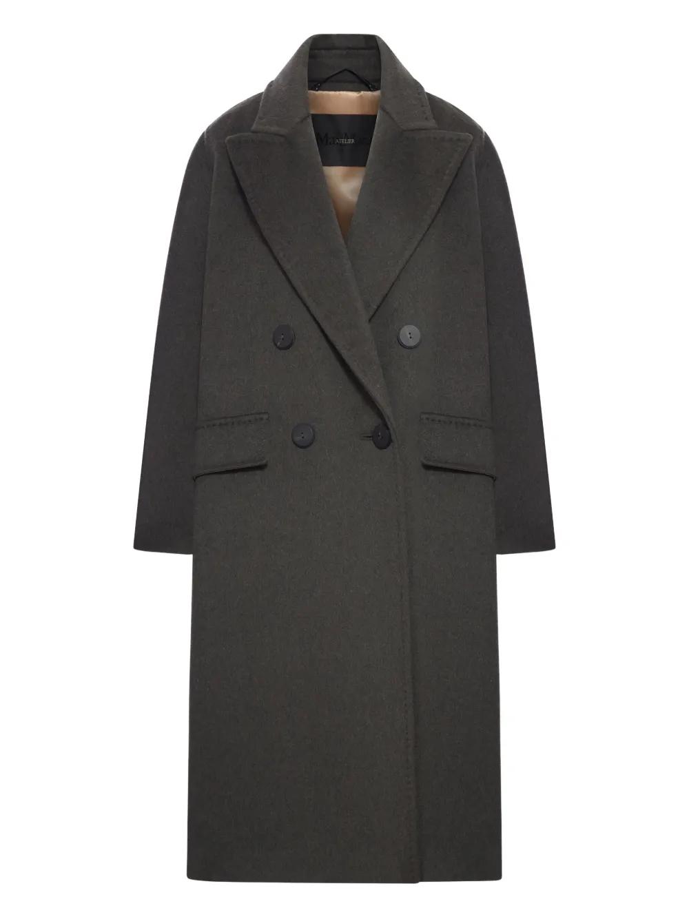Max Mara Angus Double-Breasted Flap-Pocket Coat in Grey Lyst UK
