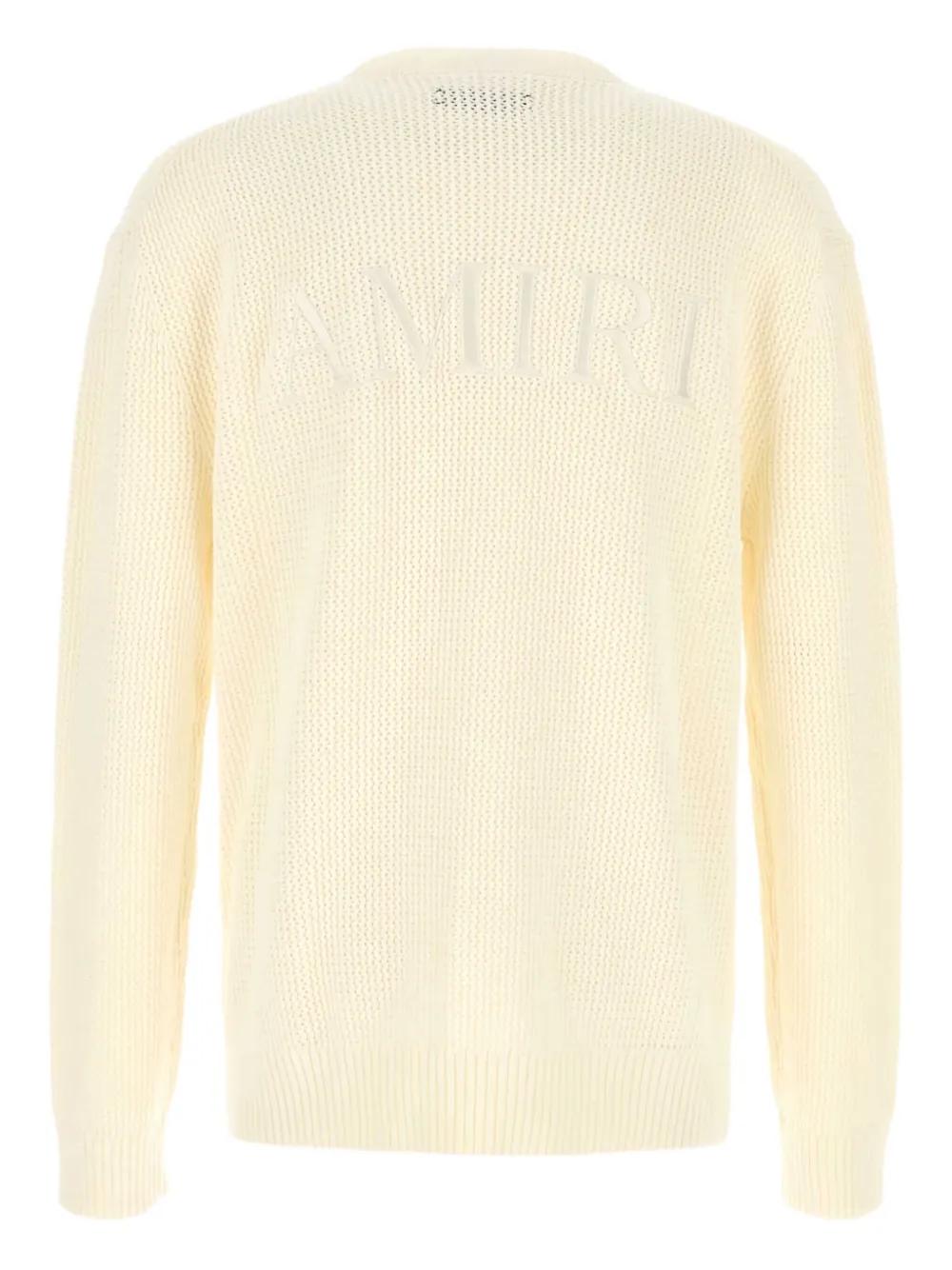 Tシャツ・カットソー AMIRI Cream Crochet Sweater Intarsia-knit cotton and cashmere sweater in multicoloured