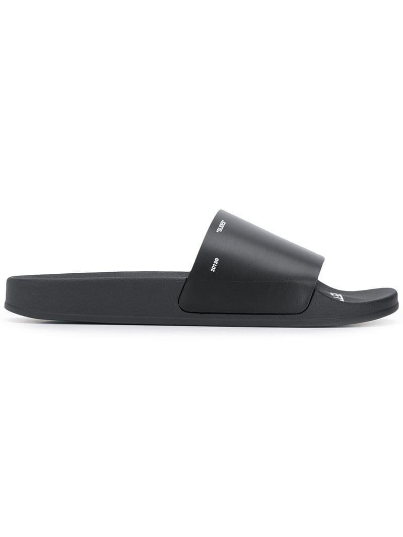 Off White c o Virgil Abloh Corporate Logo Slides in Black for Men Lyst