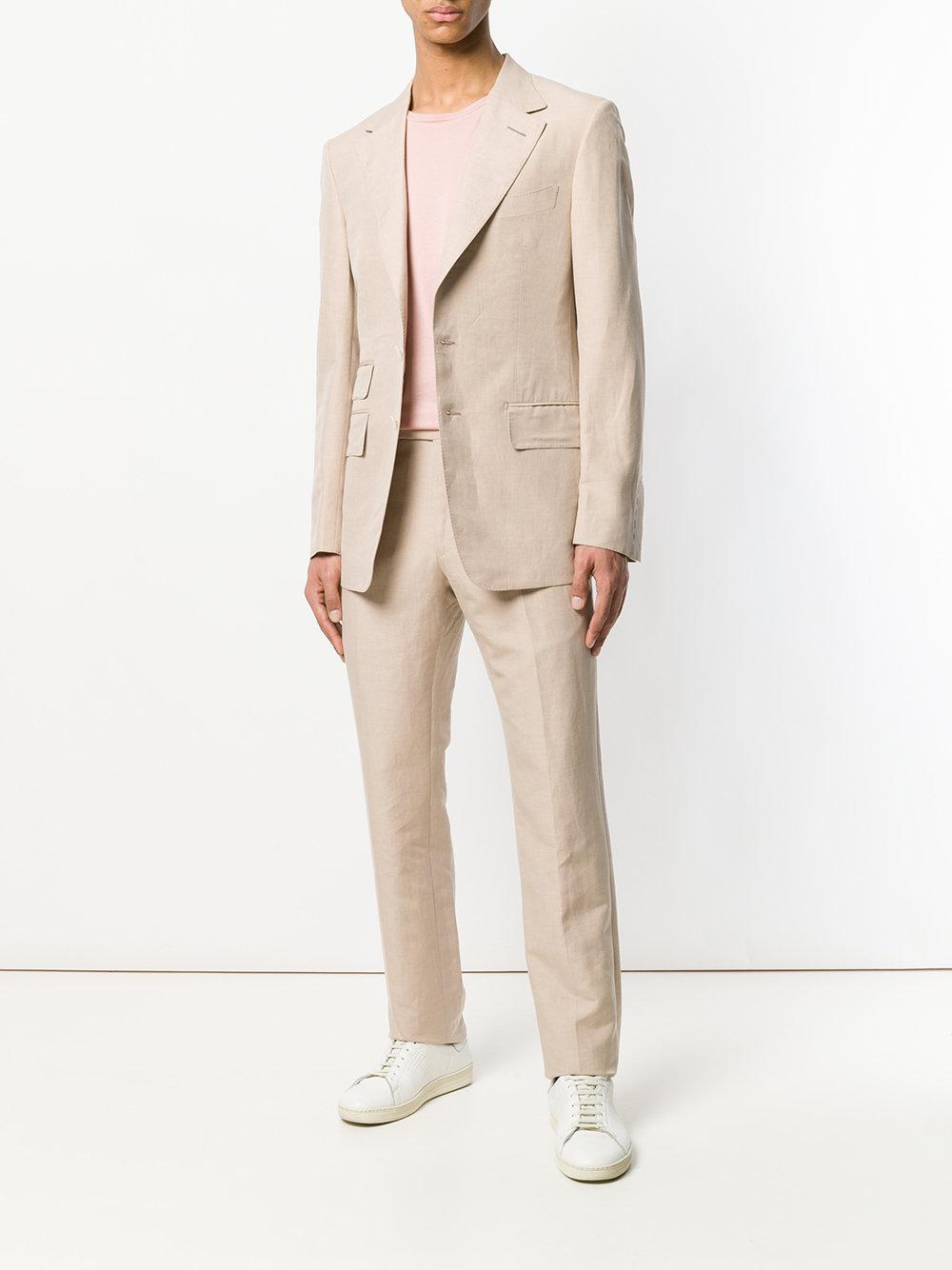 Tom Ford Linen Straight-fit Two Piece Suit in Natural for Men - Lyst