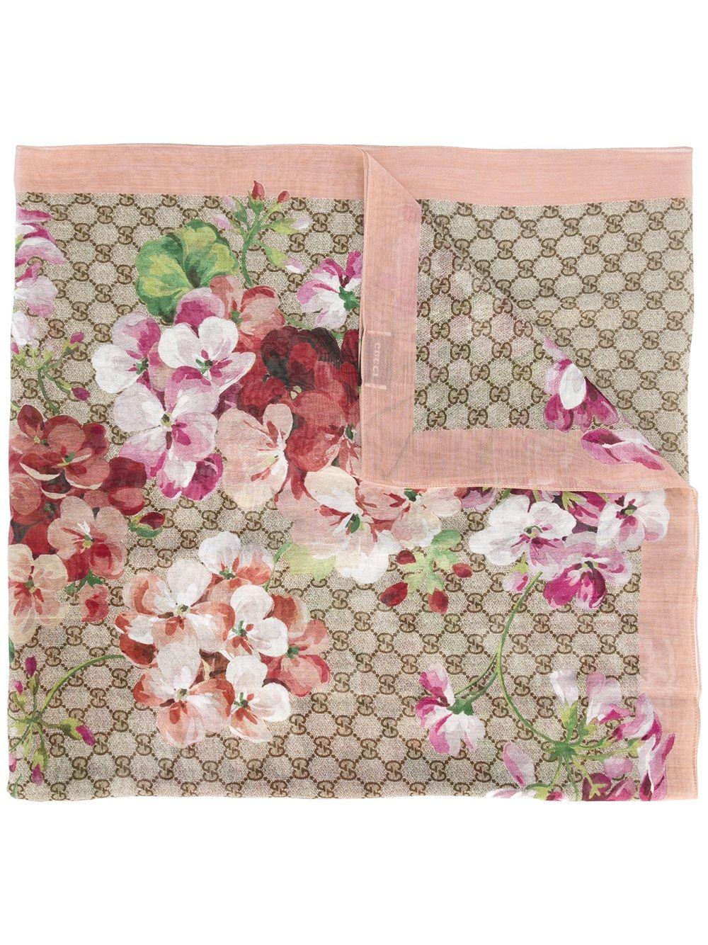 Gucci Interlocking GG Floral Scarf in Pink | Lyst