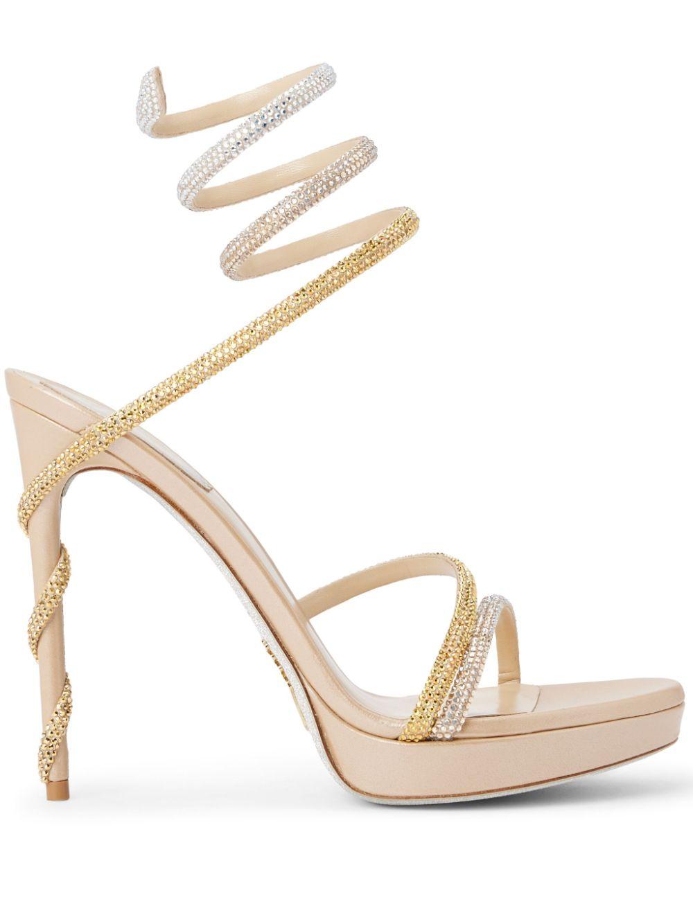 値下げ★新品 rene caovilla サンダル 36ハーフ Jeweled CHANDELIER BLACK PLATFORM SANDAL WITH PEARLS 130 | Rene