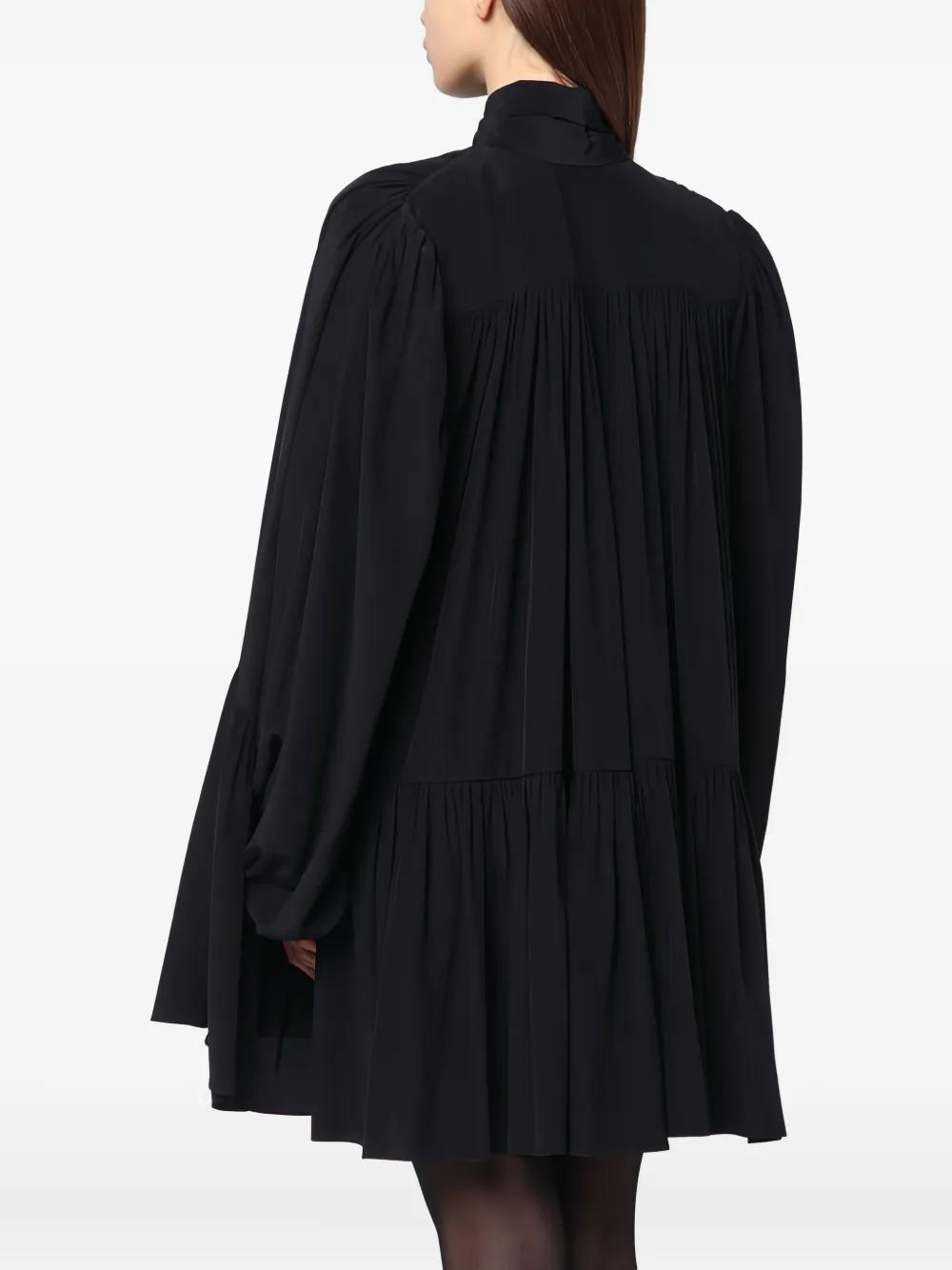 ワンピース Saint Laurent Black cupro mini dress Saint Laurent One Shoulder Mini Dress in Black | FWRD